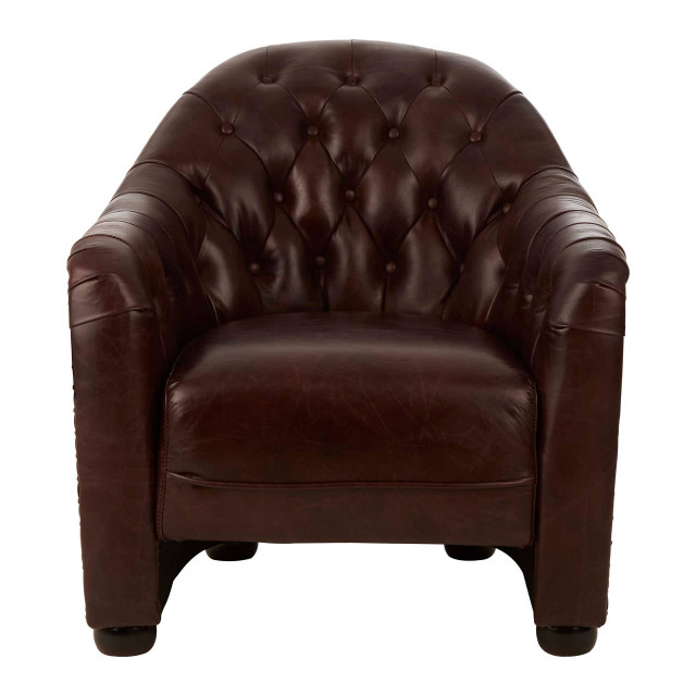premier housewares Victor Brown Leather Tub Chair