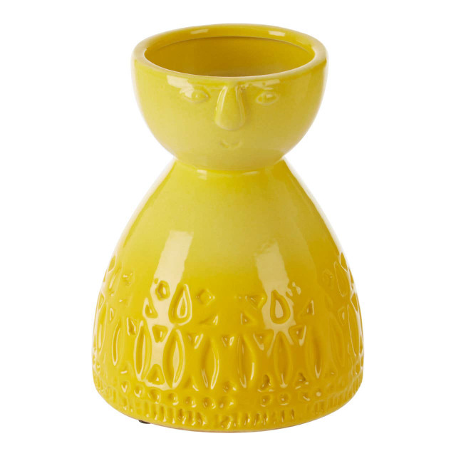 Premier Housewares Visage Small Yellow Face Vase