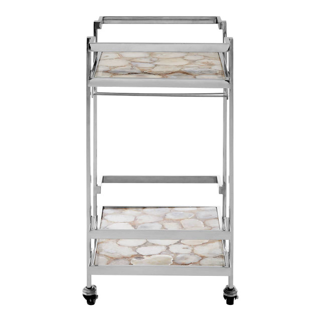 Premier Housewares Vita White Agate Drinks Trolley