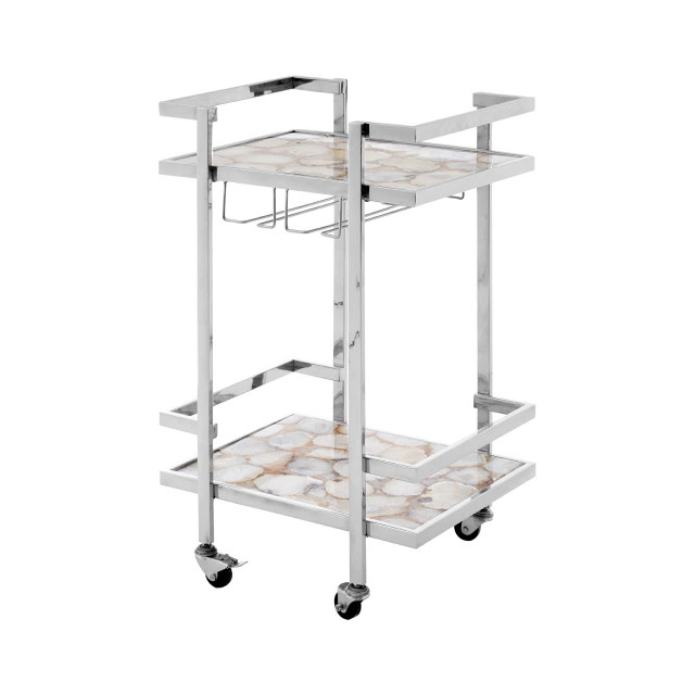 premier housewares Vita White Agate Drinks Trolley