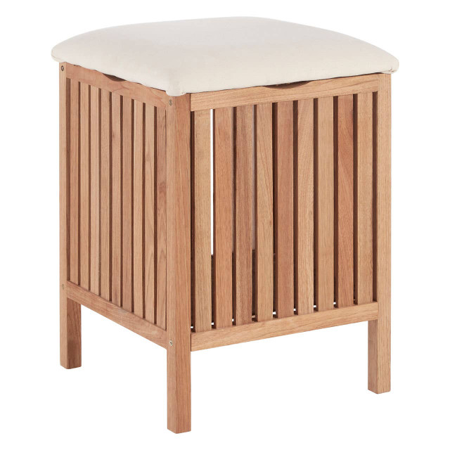 Premier Housewares Walnut Wood Storage Stool