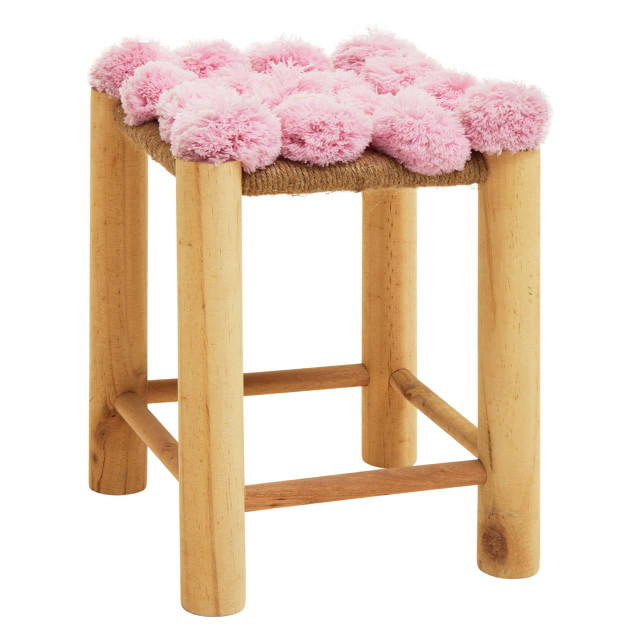 Premier Housewares West Village Pink Pom Pom Stool