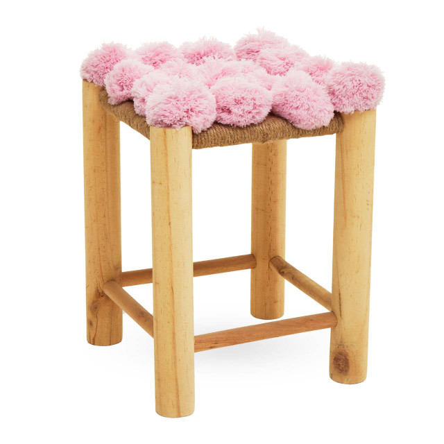 premier housewares West Village Pink Pom Pom Stool