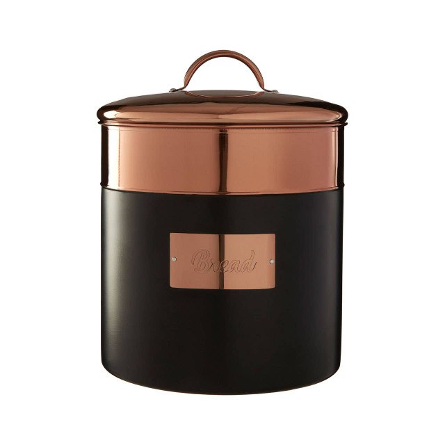 Premier Housewares Prescott Charcoal And Copper Bread Bin