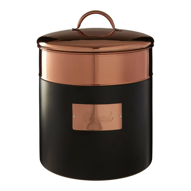 Premier Housewares Prescott Charcoal And Copper Bread Bin