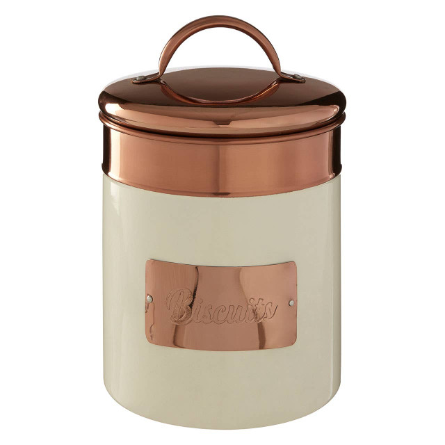 Premier Housewares Prescott Cream And Copper Biscuit Canister