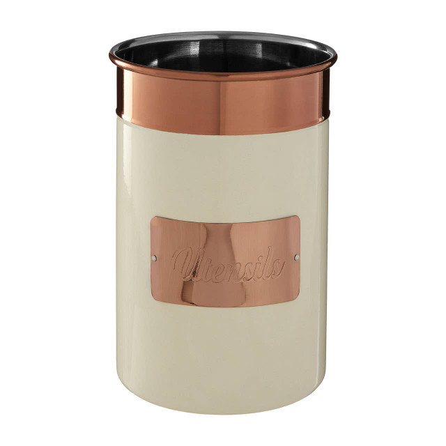 Premier Housewares Prescott Cream And Copper Stainless Steel Utensil Holder