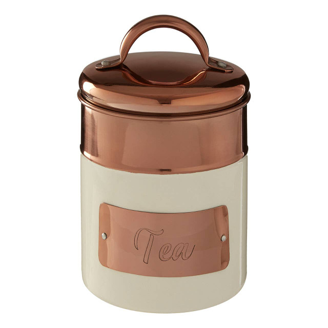 Premier Housewares Prescott Cream And Copper Tea Canister