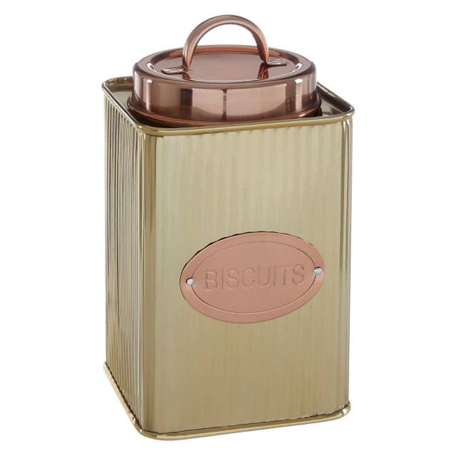 Premier Housewares Prescott Square Biscuits Canister In Gold