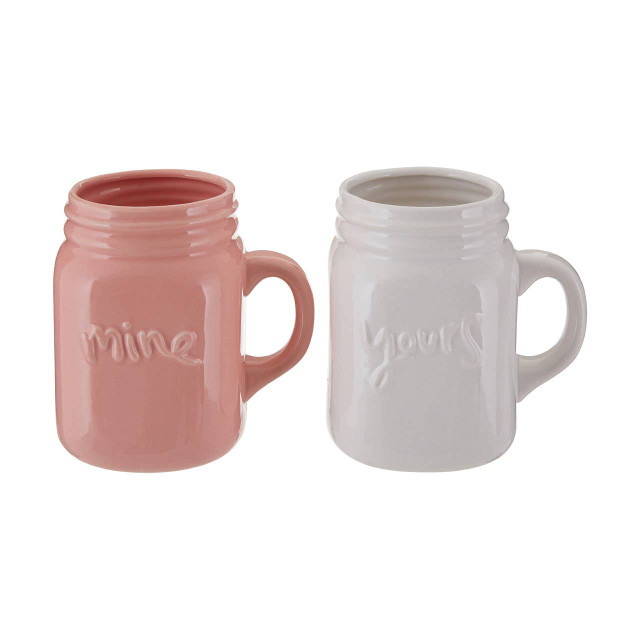 Premier Housewares Pretty Things Set Of Yours And Mine Mugs