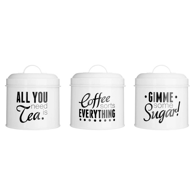 Premier Housewares Pun And Games Set Of 3 Round Canisters