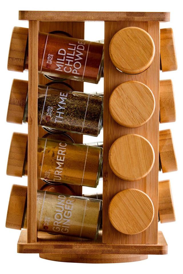 Premier Housewares Puro Bamboo Revolving Spice Rack With 16 Jars