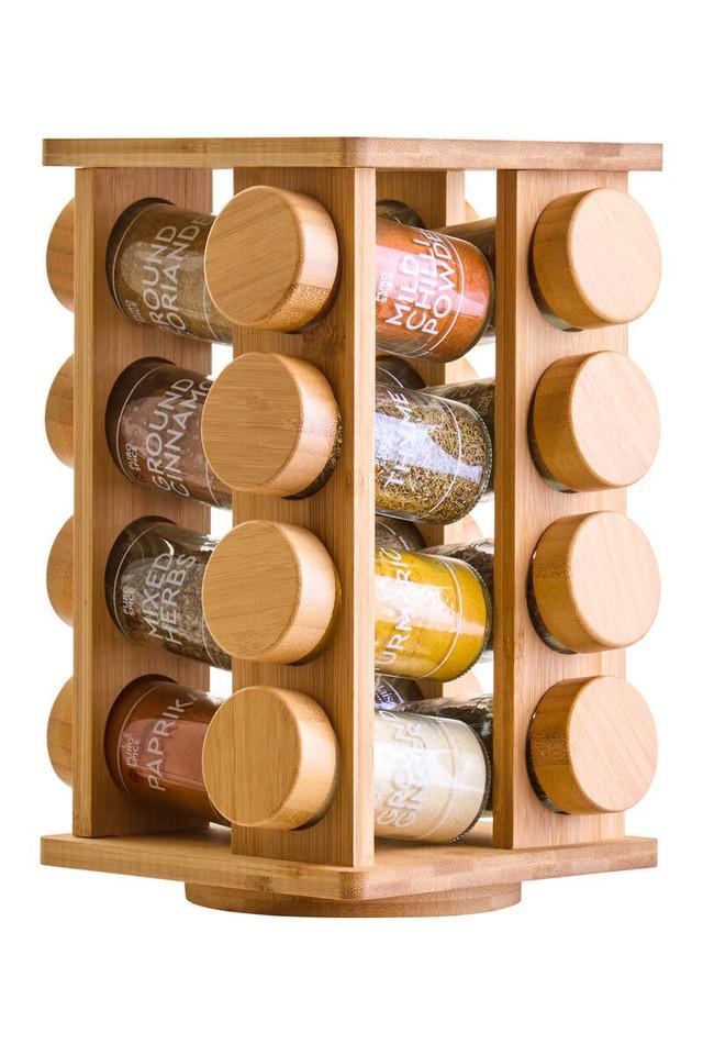 premier housewares Puro Bamboo Revolving Spice Rack with 16 Jars