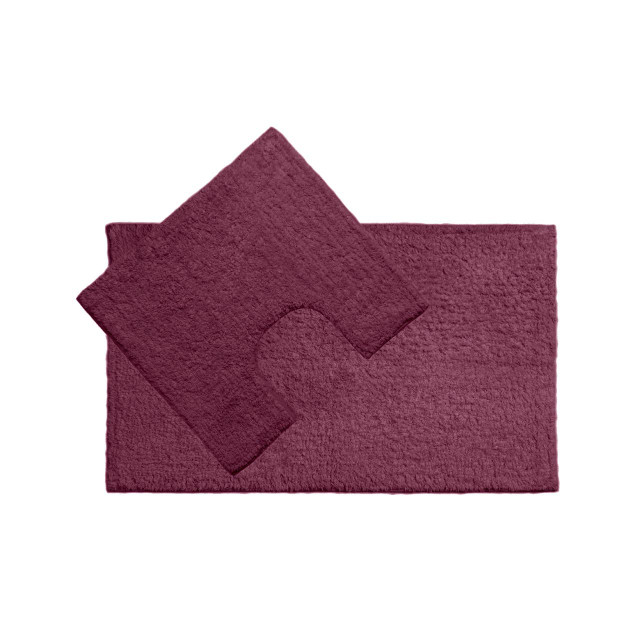 Premier Housewares Purple Cotton Bath Mat And Pedestal Set
