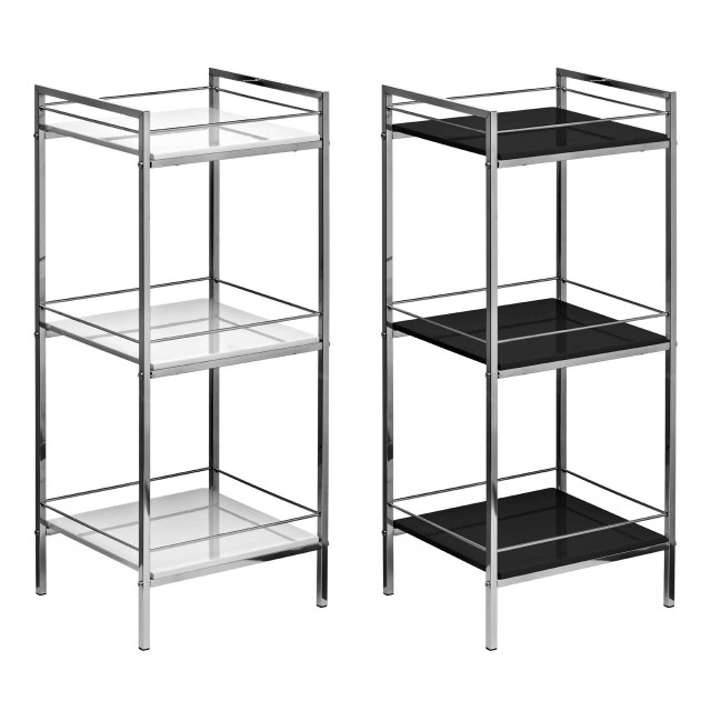 Premier Housewares Quincy 3 Tier Black High Gloss Shelf Unit