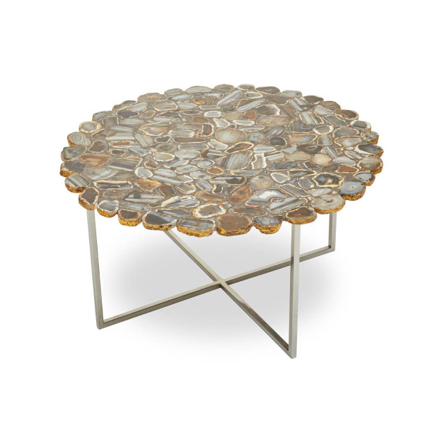 premier housewares Rabia Agate Coffee Table With Cross Base