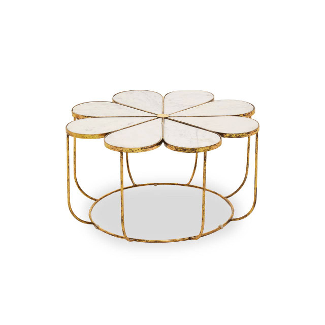 premier housewares Rabia Petal Coffee Table With Marble Top