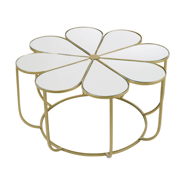 Premier Housewares Rabia Petal Coffee Table With Mirrored Top