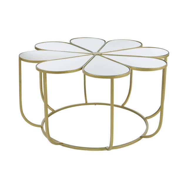 premier housewares Rabia Petal Coffee Table With Mirrored Top