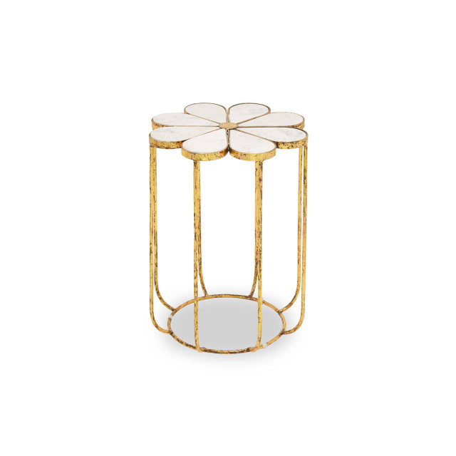 premier housewares Rabia Petal Side Table With Marble Top