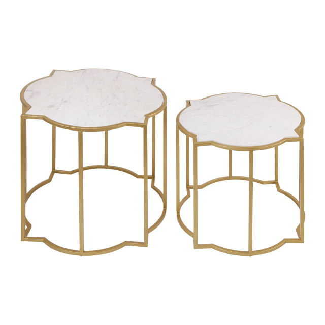 Premier Housewares Rabia Set Of 2 Tables With Marble Top
