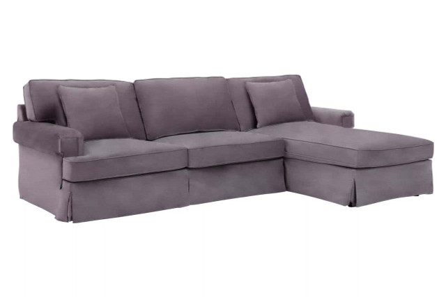 Premier Housewares Ralph Three Seat Grey Velvet Right Chaise Sofa