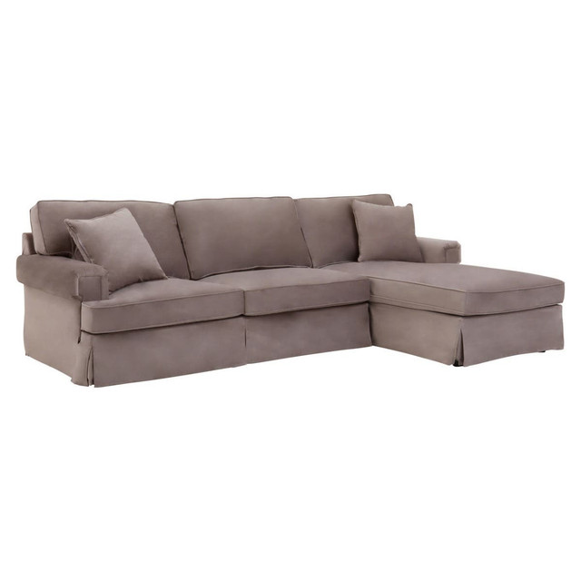 Premier Housewares Ralph Three Seat Mink Velvet Right Chaise Sofa