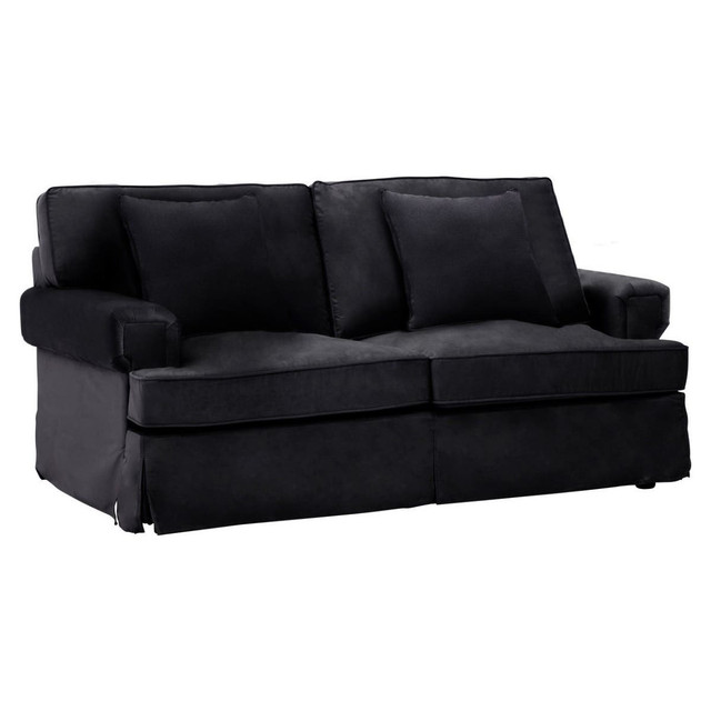 Premier Housewares Ralph Two Seat Black Velvet Sofa