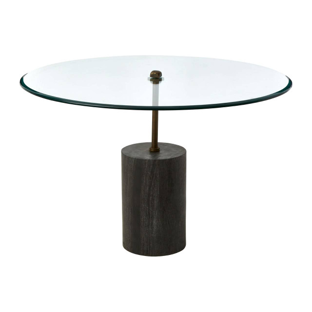 premier housewares Rany Glass And Black Marble Side Table