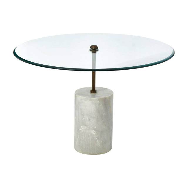 Premier Housewares Rany Glass And White Marble Side Table