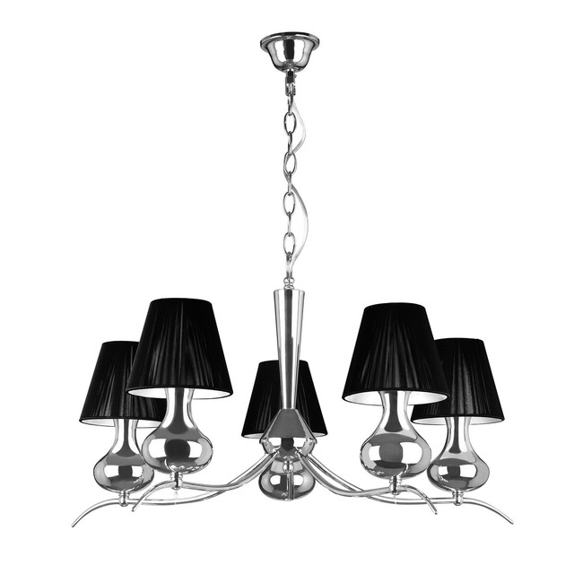 Premier Housewares Ravan 5 Arm Black Shades Pendant Light