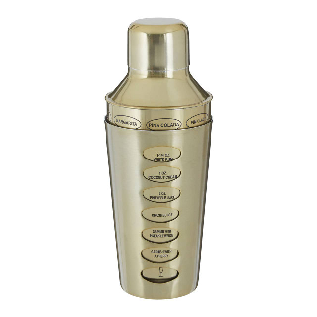 Premier Housewares Recipe Brushed Brass Cocktail Shaker