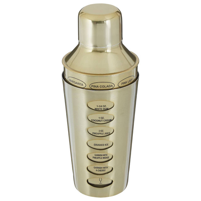 Premier Housewares Recipe Brushed Brass Cocktail Shaker