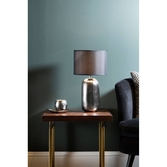 Premier Housewares Regents Park Chrome Finish Ceramic Base Table Lamp