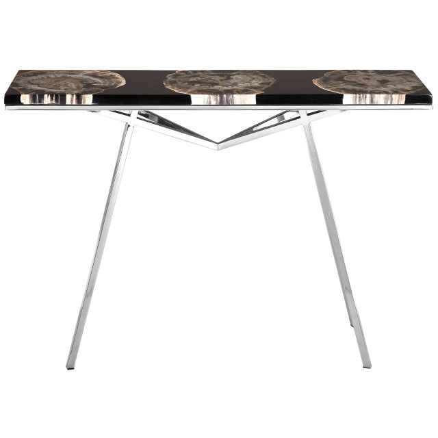 Premier Housewares Relic Black Resin And Silver Legs Console Table
