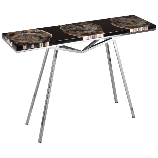 Premier Housewares Relic Black Resin And Silver Legs Console Table