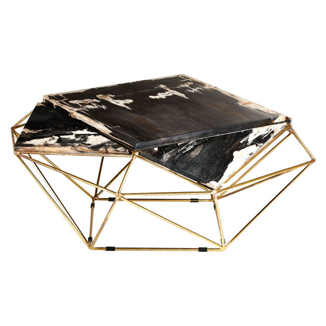 Premier Housewares Relic Dark Petrified Wood Geometric Coffee Table
