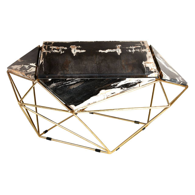 premier housewares Relic Dark Petrified Wood Geometric Coffee Table