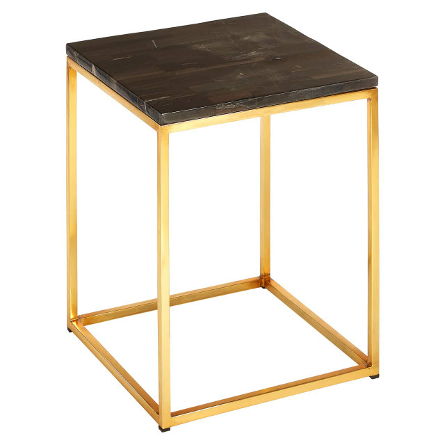 Premier Housewares Relic Dark Petrified Wood Square Side Table