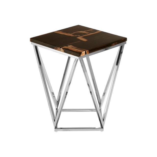 Premier Housewares Relic Dark Petrified Wood Top Side Table
