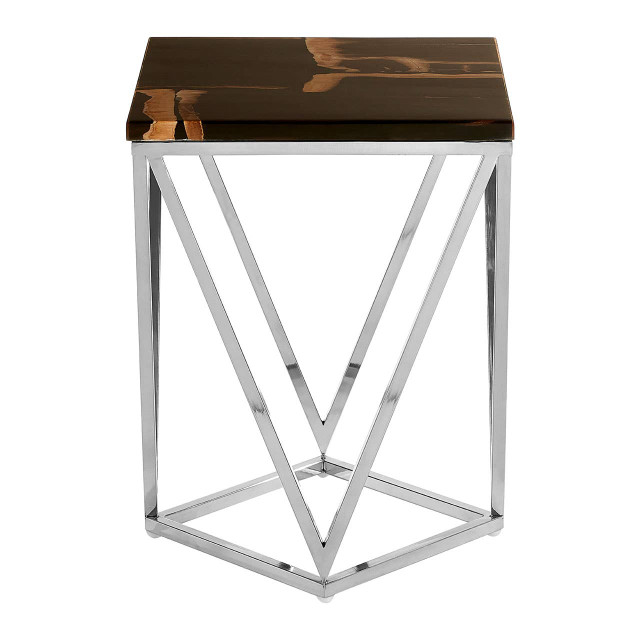 premier housewares Relic Dark Petrified Wood Top Side Table