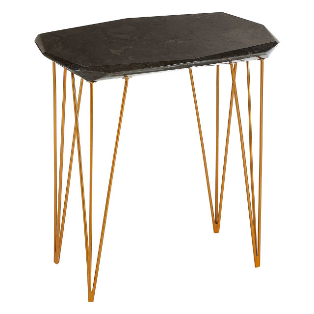 Premier Housewares Relic Large Black Marble Top Side Table