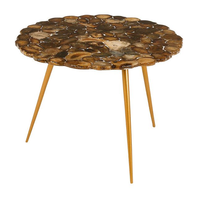 Premier Housewares Relic Low Side Table With Agate Stone Top
