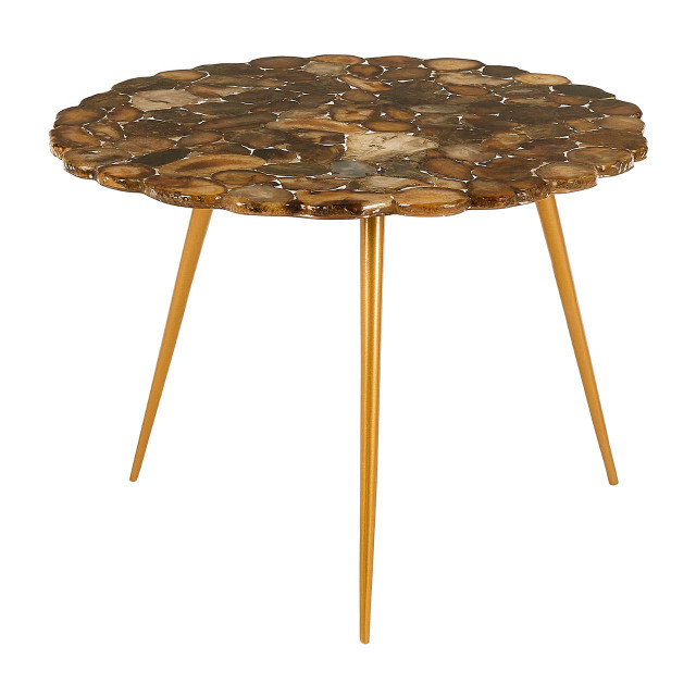 premier housewares Relic Low Side Table With Agate Stone Top