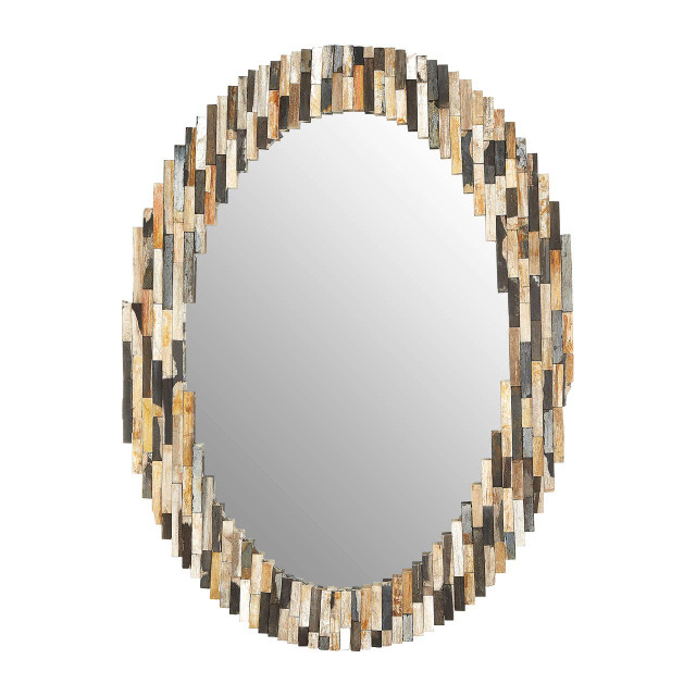 premier housewares Relic Multi Tile Oval Wall Mirror