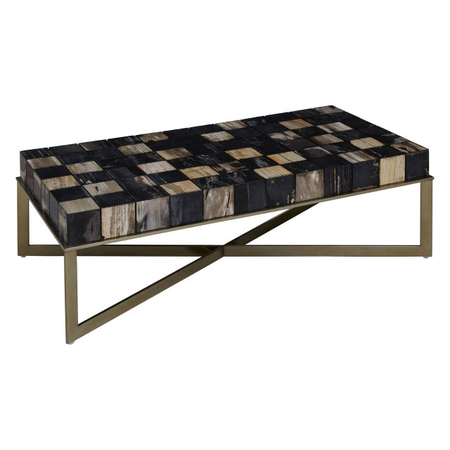 Premier Housewares Relic Petrified Wood Chequered Coffee Table