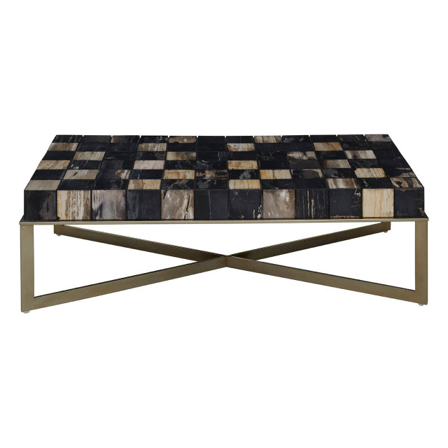 premier housewares Relic Petrified Wood Chequered Coffee Table
