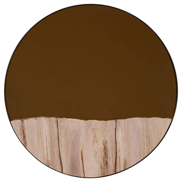 Premier Housewares Relic Petrified Wood Tile Large Round Mirror