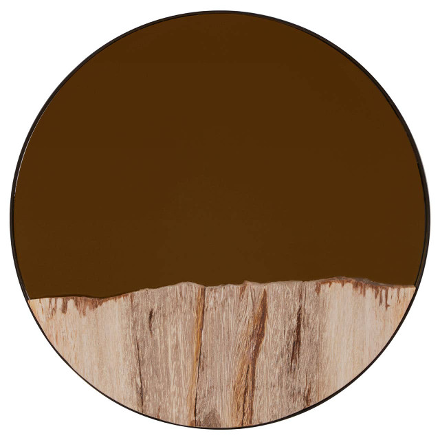 premier housewares Relic Petrified Wood Tile Small Round Mirror