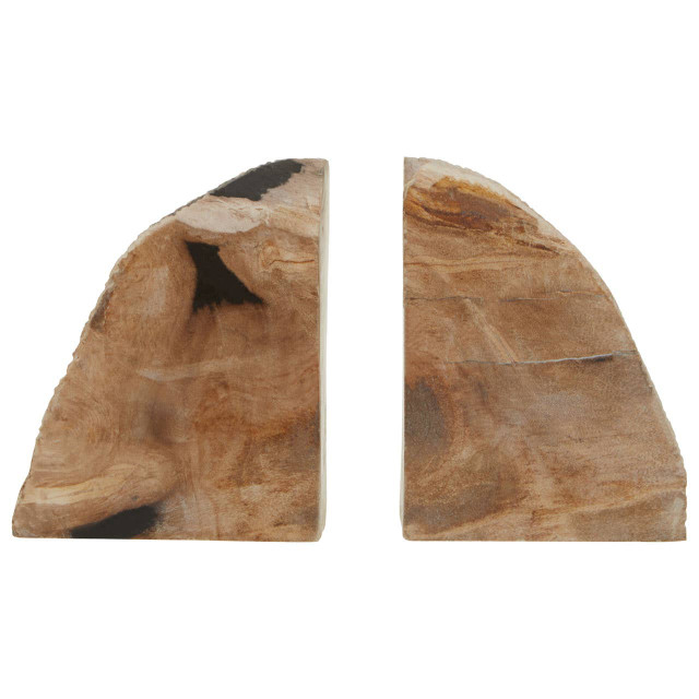 Premier Housewares Relic Set Of 2 Petrified Wood Bookends